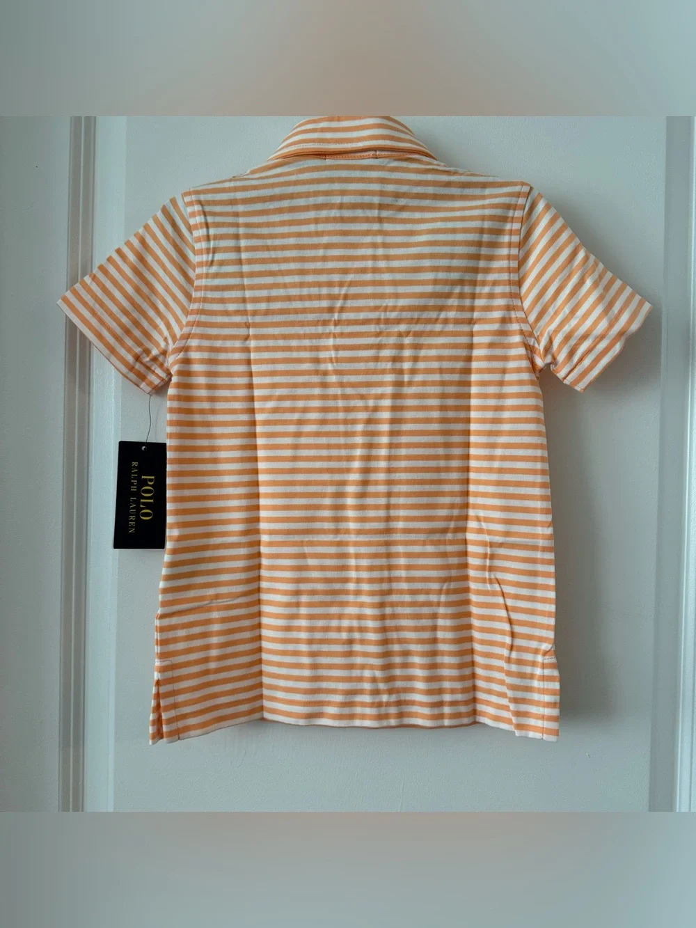 NWT Polo Ralph Lauren Boys Orange White Striped Polo Shirt Size 4/4T Pocket Polo